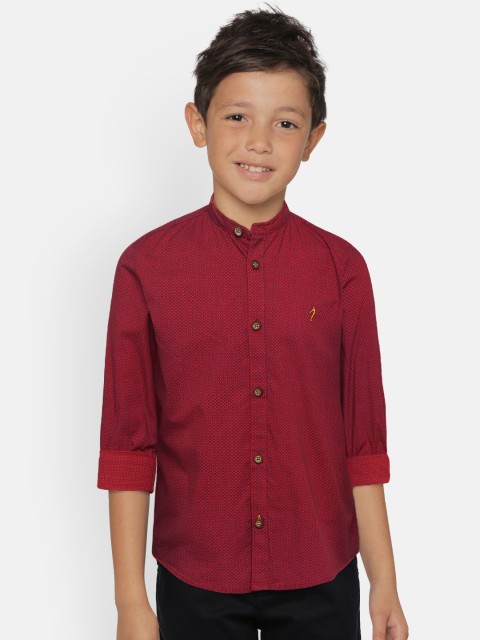 

Indian Terrain Boys Maroon Regular Fit Printed Casual Shirt