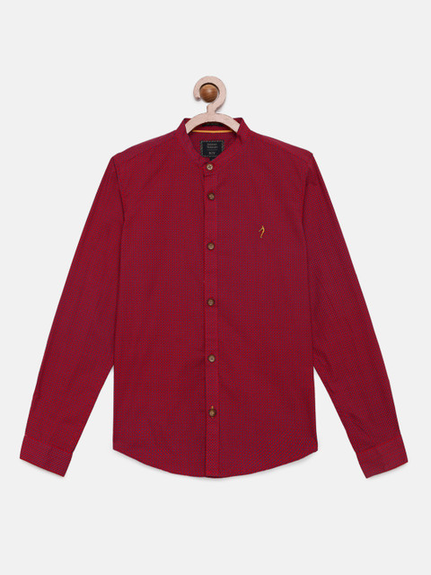 

Indian Terrain Boys Maroon Regular Fit Printed Casual Shirt