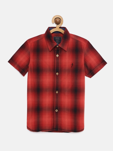 

Indian Terrain Boys Red & Black Regular Fit Checked Casual Shirt
