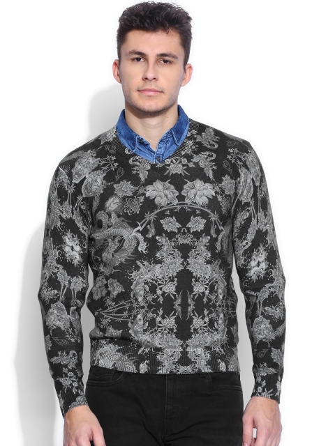 

Ed Hardy Navy & Grey Printed Sweater, Navy blue