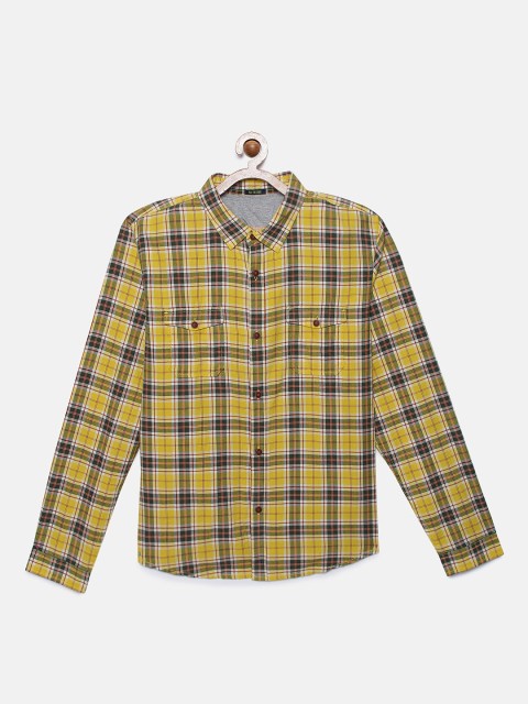 

Indian Terrain Boys Yellow Checked Cotton Regular Fit Casual Shirt