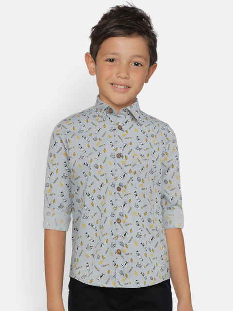 

Indian Terrain Boys Grey Regular Fit Printed Casual Shirt