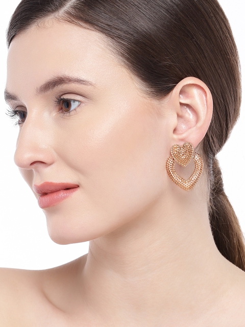 

OOMPH Gold-Toned Heart Shaped Drop Earrings