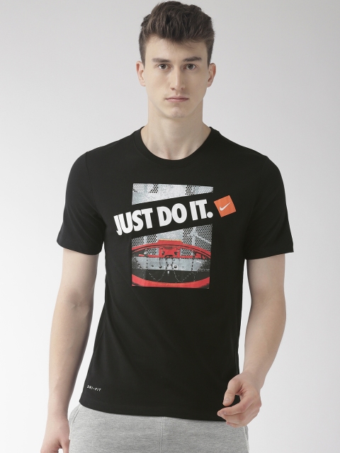 

Nike Men Black Standard Fit AS M NK DRY Printed Round Neck Basketball T-shirt
