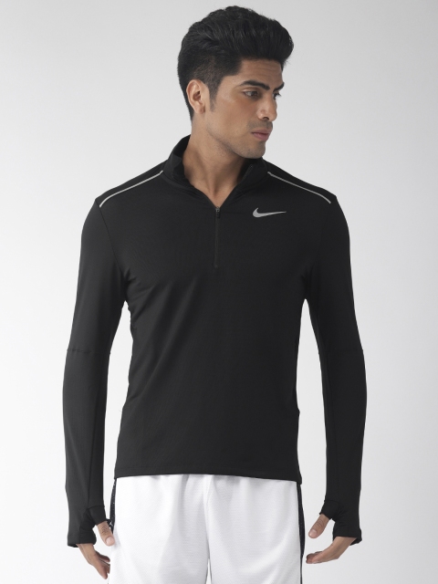 

Nike Men Black Solid Reflective Trim ELMNT TOP HZ 3.0 Dri-FIT Running T-shirt