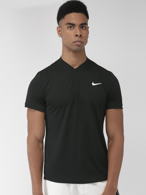 

Nike Men Black Solid Slim Fit Court Dry POLO BLADE T-Shirt
