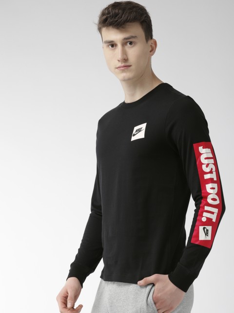 

Nike Men Black Solid Standard Fit AS M NSW LS JDI BMPR Round Neck T-shirt