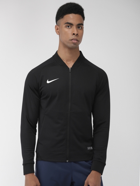 Nike Men White Solid AS TS CRKT K FZ DRY-FIT Sporty Jacket, Black