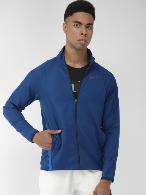 

Nike Men Blue Solid Dri-FIT TEAM Standard Fit Tailored Lightweight Training Jacket