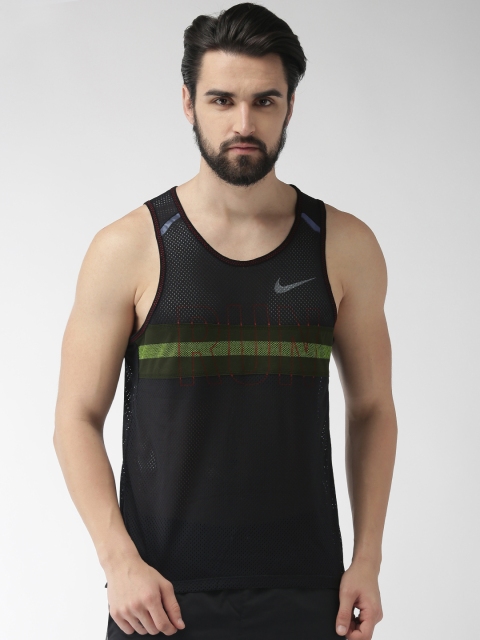 

Nike Men Black Printed Regular Fit WILD MESH Running Sleeveless DRI-FIT T-shirt