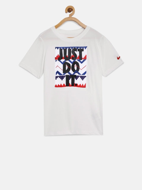 

Nike Boys White NSW TEE Printed Round Neck T-shirt
