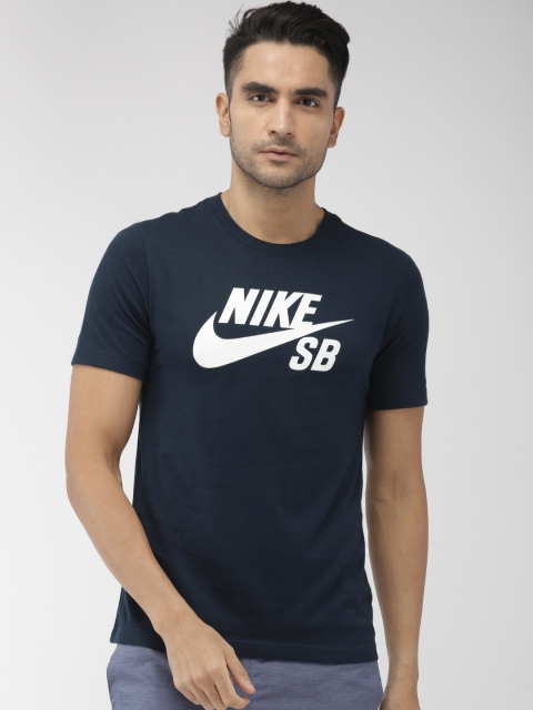 

Nike Men Navy Blue Printed Standard Fit SB DFCT LOGO Dri-FIT Skateboarding T-Shirt