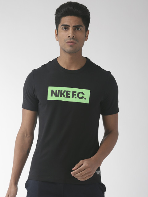 

Nike Men Black Printed Standard Fit SEASONAL DRI-FIT Football Soccer T-shirt