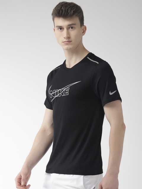 

Nike Men Black Printed Standard Fit AS M NK Dri-Fit Round Neck Running T-shirt