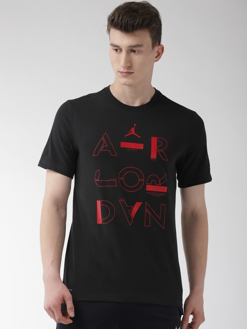 

Nike Men Black Printed Standard Fit M J STENCIL SS DFCT Round Neck T-shirt