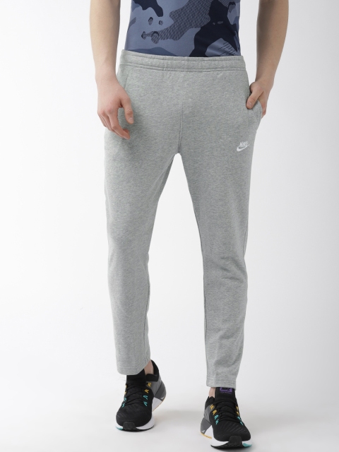 Men Grey Melange Solid Standard Fit NSW CLUB OH FT Track Pants