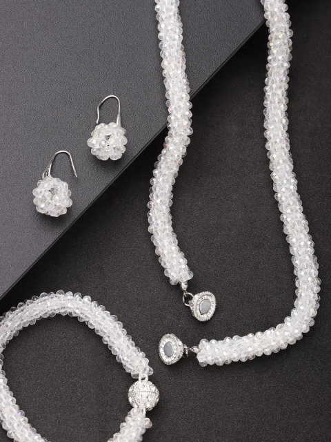 

Jewels Galaxy White Copper-Plated Beaded Jewellery Set