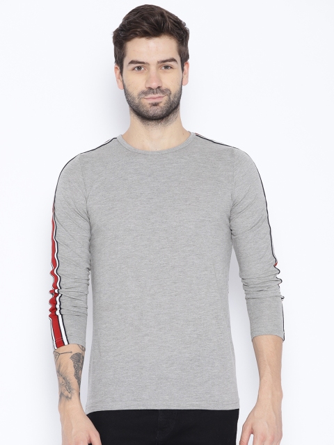 

Unisopent Designs Men Grey Melange Solid Round Neck T-shirt