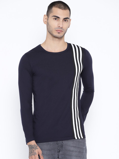 

Unisopent Designs Men Navy Blue Solid Round Neck T-shirt