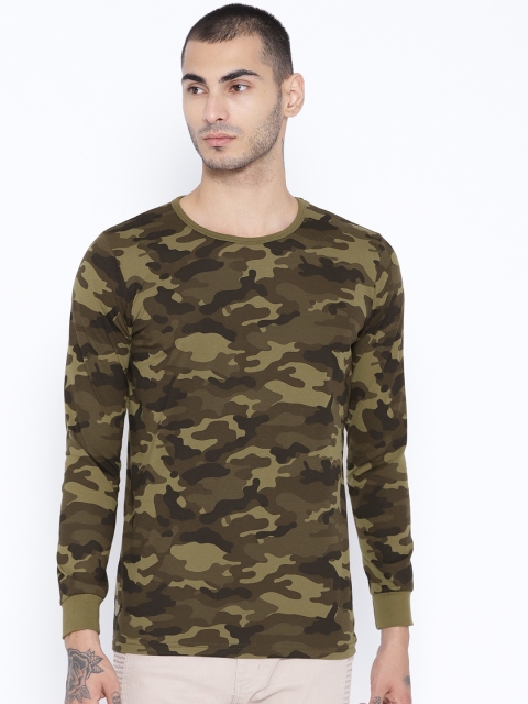 

Unisopent Designs Men Olive Green Printed Round Neck T-shirt