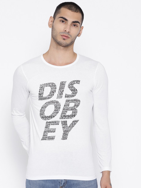 

Unisopent Designs Men White & Black Printed Round Neck T-shirt