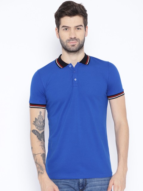 

Unisopent Designs Men Blue Solid Polo Collar T-shirt