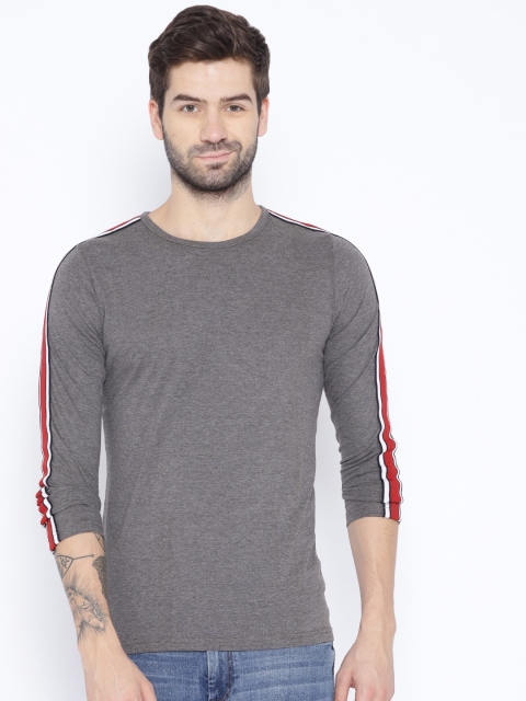 

Unisopent Designs Men Charcoal Grey Solid Round Neck T-shirt