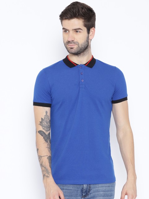 

Unisopent Designs Men Blue Solid Polo Collar T-shirt