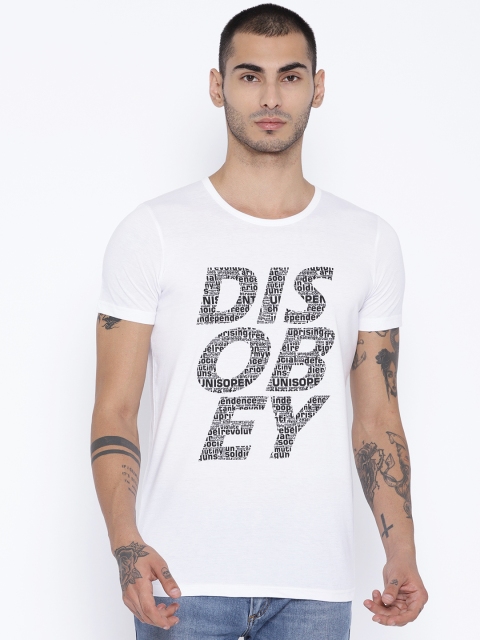 

Unisopent Designs Men White & Black Printed Round Neck T-shirt