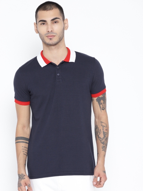 

Unisopent Designs Men Navy Blue Solid Polo Collar T-shirt