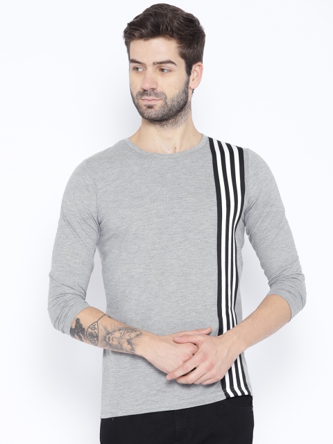 

Unisopent Designs Men Grey Melange Solid Round Neck T-shirt