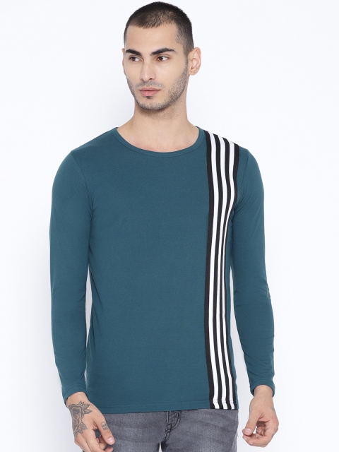 

Unisopent Designs Men Teal Blue Solid Round Neck T-shirt