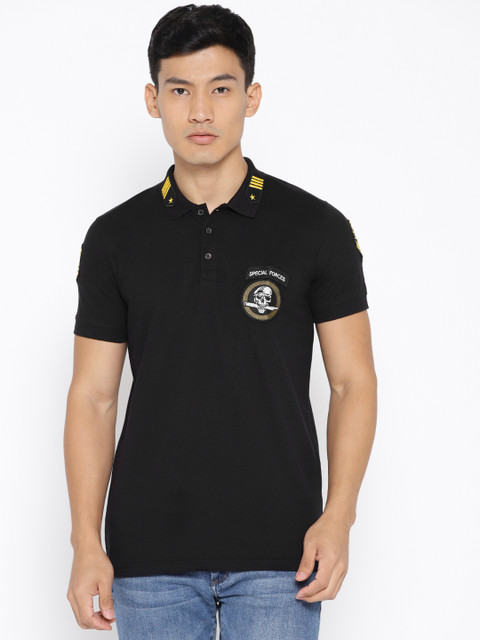 

Unisopent Designs Men Black Solid Polo Collar T-shirt