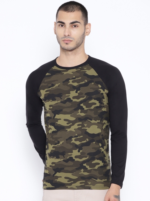 

Unisopent Designs Men Olive Green Camouflage Print Round Neck T-shirt
