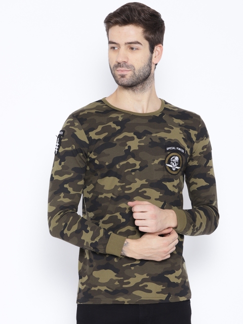 

Unisopent Designs Men Olive Green Printed Round Neck T-shirt