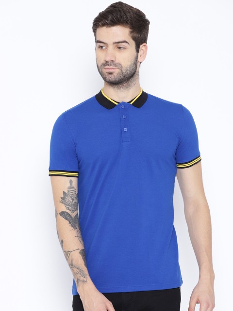 

Unisopent Designs Men Blue Solid Polo Collar T-shirt