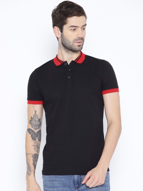 

Unisopent Designs Men Black Solid Polo Collar T-shirt