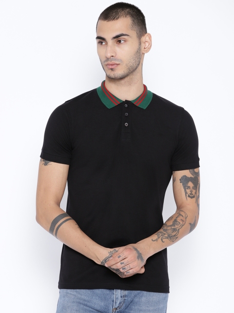 

Unisopent Designs Men Black Solid Polo Collar T-shirt