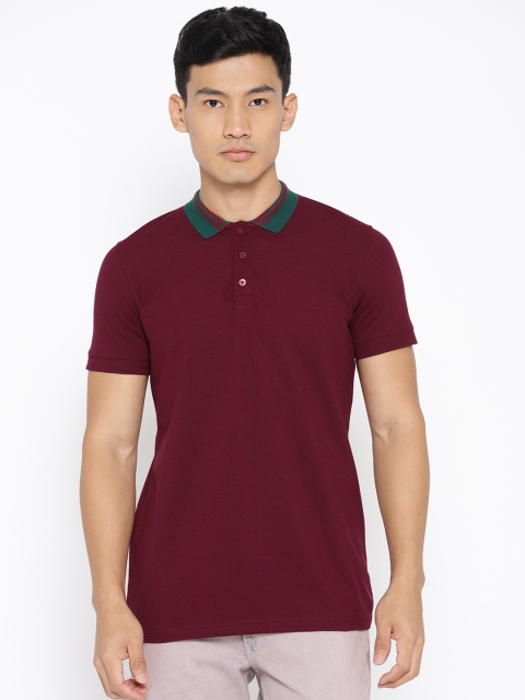 

Unisopent Designs Men Maroon Solid Polo Collar T-shirt