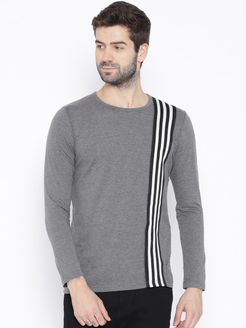 

Unisopent Designs Men Grey Melange Solid Round Neck T-shirt