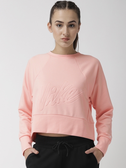 

Nike Women Pink Solid FLC GET FIT LUX CW Dri-FIT Cropped Training Sweatshirt