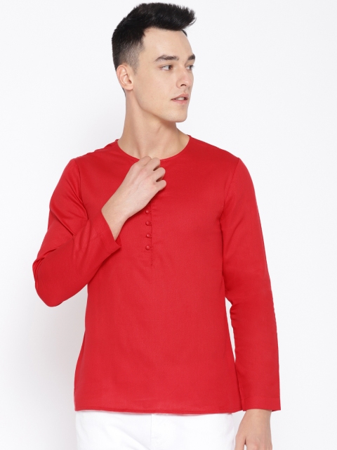 

Molly & Michel Men Red Solid Straight Kurta