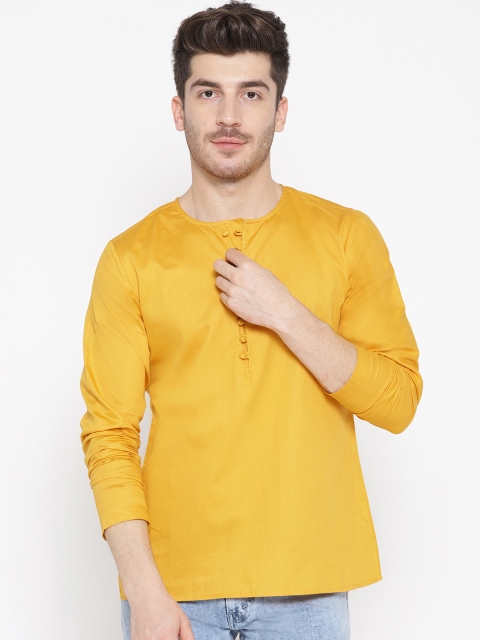

Molly & Michel Men Mustard Yellow Solid Straight Kurta