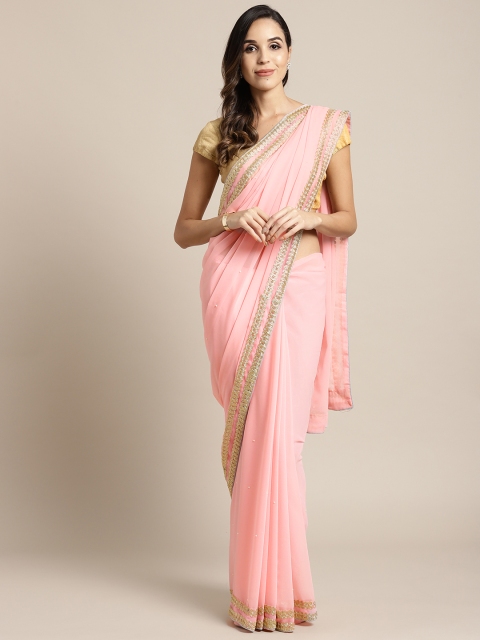 

7Rainbow Pink Beaded Saree