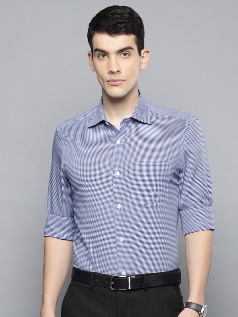 

Louis Philippe Men Navy Blue & White Regular Fit Checked Formal Shirt