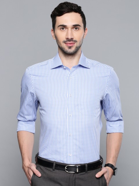 

Louis Philippe Men Blue & White Classic Regular Fit Checked Formal Shirt