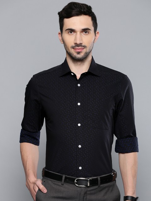 

Louis Philippe Men Black & Blue Classic Regular Fit Self Design Formal Shirt