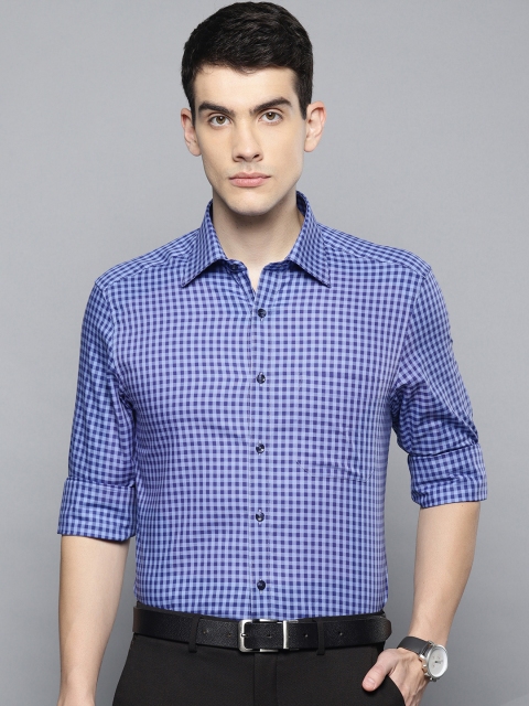 

Louis Philippe Men Blue Classic Fit Checked Formal Shirt