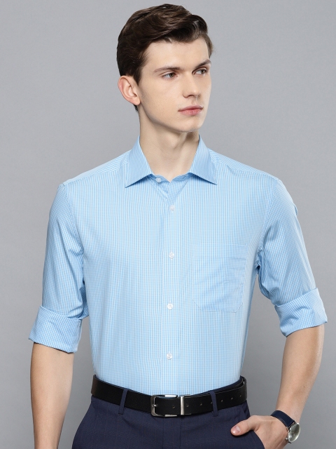 

Louis Philippe Men Blue & White Classic Regular Fit Checked Formal Shirt