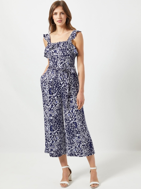 

DOROTHY PERKINS Women Blue & White Printed Culotte Jumpsuit